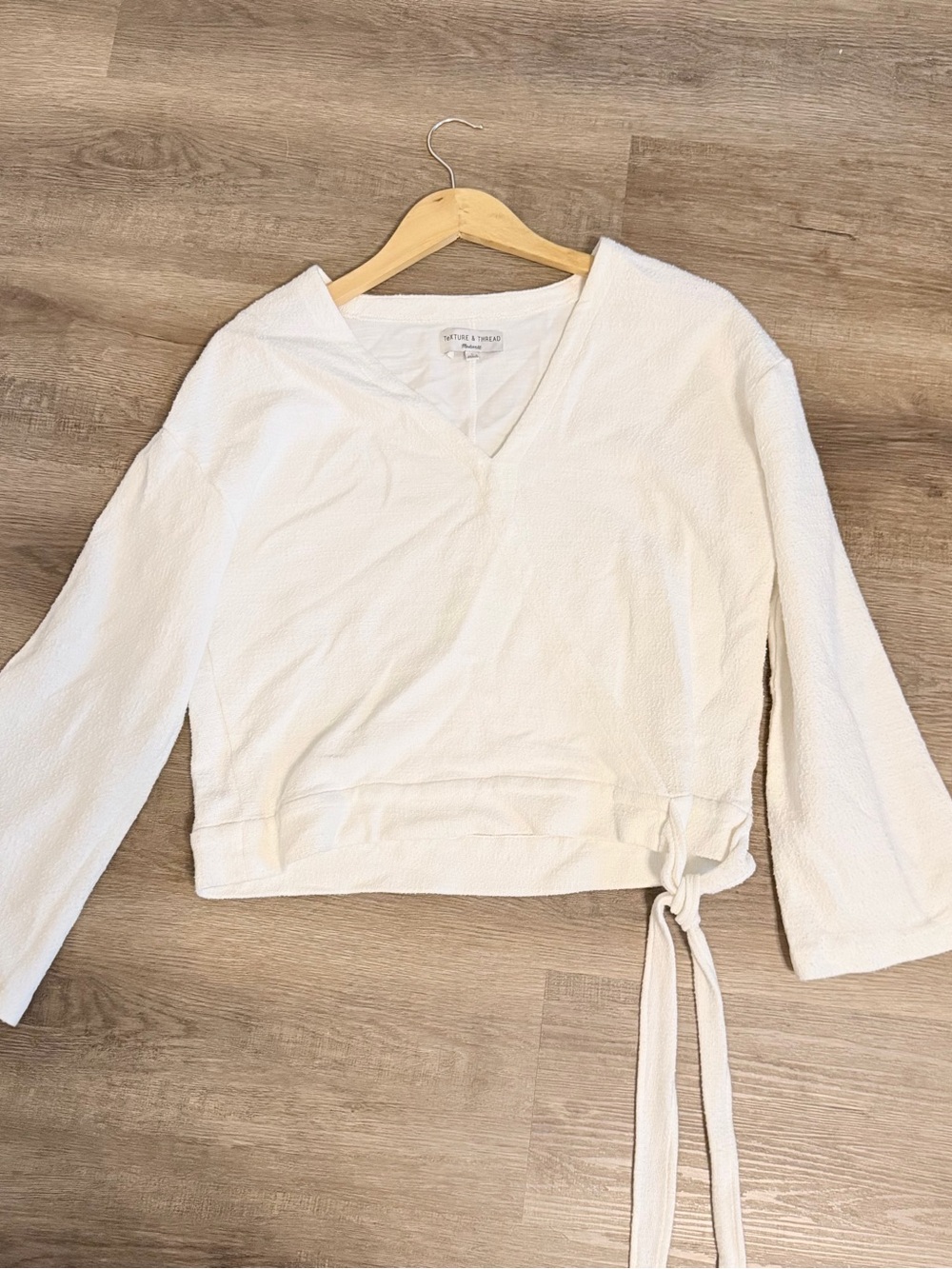 Madewell Cream V-Neck Tie-Waist Top
